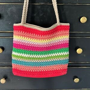Y2K The Sak Rainbow Stripe Crochet Shoulder Bag multicolor